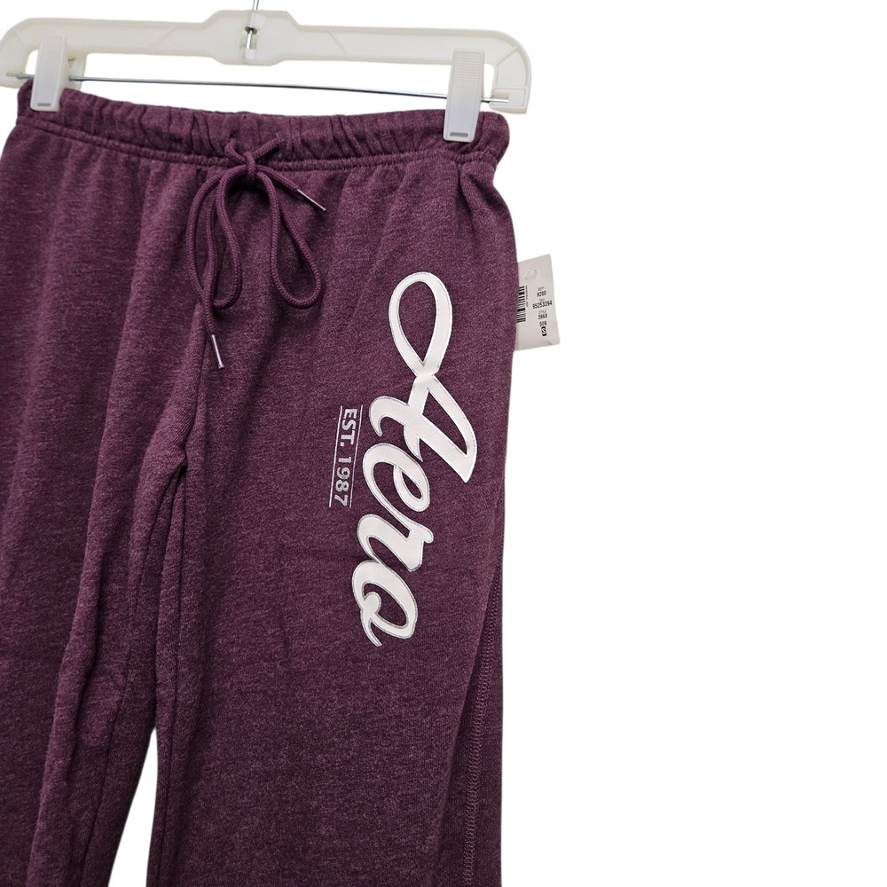 Aeropostale Sweatpants Womens Small Purple Joggers Logo Fleece Athleisure - Picture 3 of 11